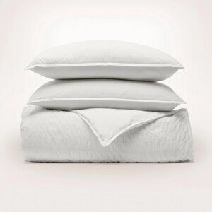 Boll & Branch Relaxed Seersucker White KING Duvet Cover & Shams Set. OPEN BOX
